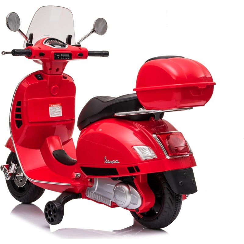 Moto Elettrica per Bambini Piaggio Vespa GTS SUPER 12V Full Optional con Bauletto Rosso 