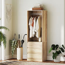 Armadio Guardaroba Aperto con Asta Appendiabiti e 3 Cassetti 60x48,5x185 cm color Teak   