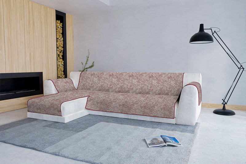 Copridivano con Penisola Sinistra in Poliestere e Cotone Bordeaux Varie Misure