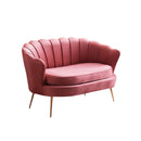 Divano salotto 122x73x78 cm 2 Posti in Velluto Seduta a Conchiglia Lola Rosa antico