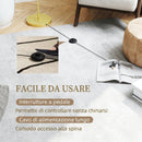 Lampada da Terra Arcuata con Paralume e Interruttore a Pedale in Tessuto Effetto Lino e Acciaio Oro      