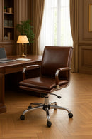 Poltrona da Ufficio Direzionale Dallas con Braccioli 54x62x92-102 cm in Pelle Sintetica Cuoio      