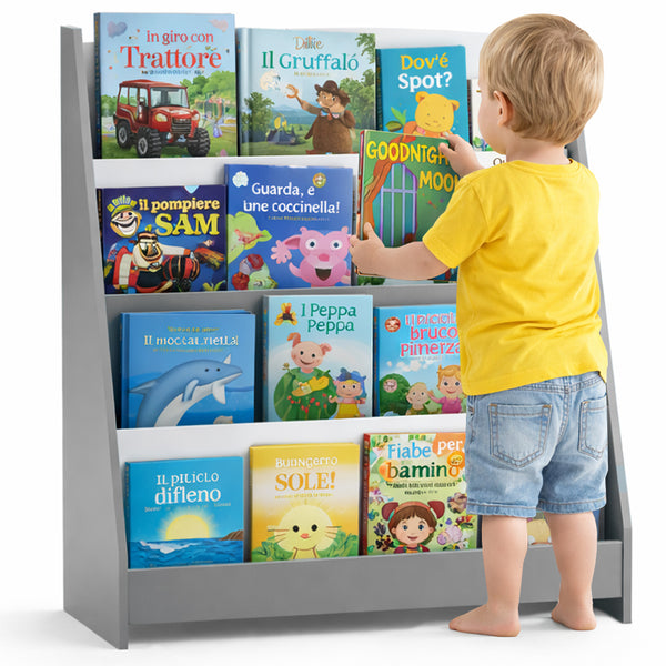 sconto Libreria Montessoriana per Bambini 80x30x88 cm Scaffale in Legno Grigio