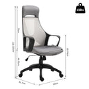 Sedia da Ufficio Presidenziale Ergonomica a Rete con Supporto Lombare  Grigia