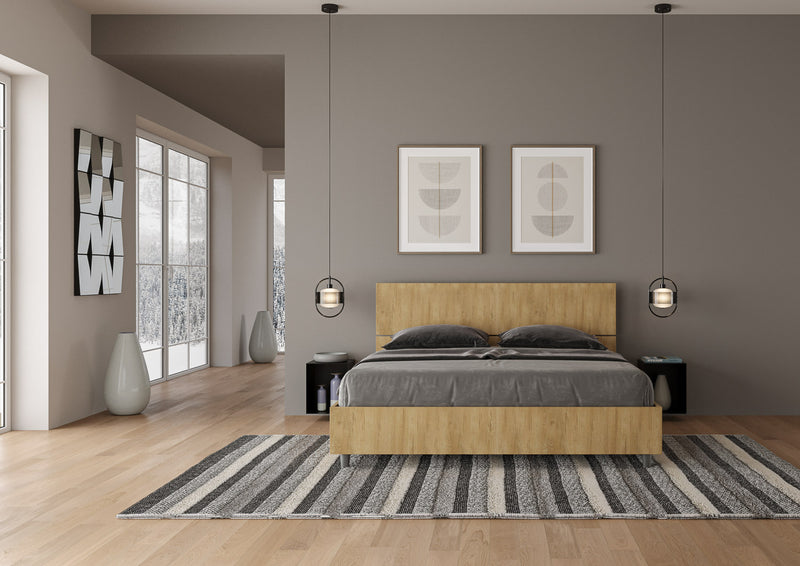 Letto Matrimoniale con Alzata Comoda Testata Dritta Demas Quercia Varie Misure