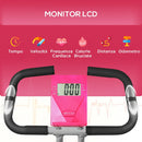 Cyclette Pieghevole Magnetica a 8 Livelli 97x43x110 cm con Display LCD Rotelle e Sellino Regolabile in Acciaio Rosa e Bianco      