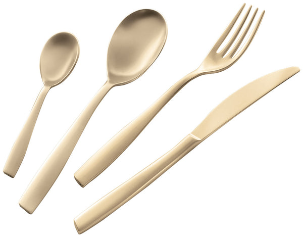 Besteckset Service 24-teilig aus Stahl 18/10 PVD sandgestrahlt Eme Eleven Champagner sandgestrahlt online