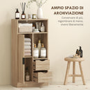 Mobile Bagno Salvaspazio Slim 50x25x100 cm con Armadietto e Cassetti in Truciolare Color Legno 