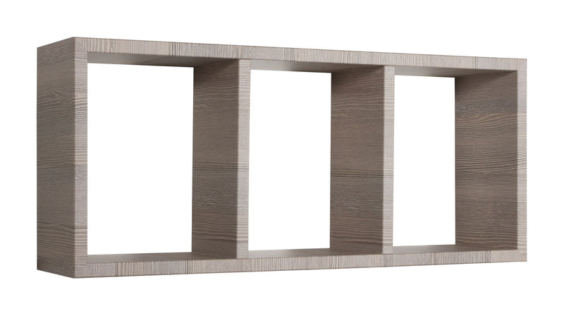 Mensola Rettangolare 3 Scomparti da Parete 70x30x15.5 cm in Fibra di Legno Tristano Rovere Moka