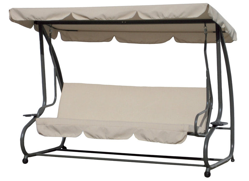 Dondolo Sofà Letto da Giardino 3 Posti in Acciaio Bauer Beige