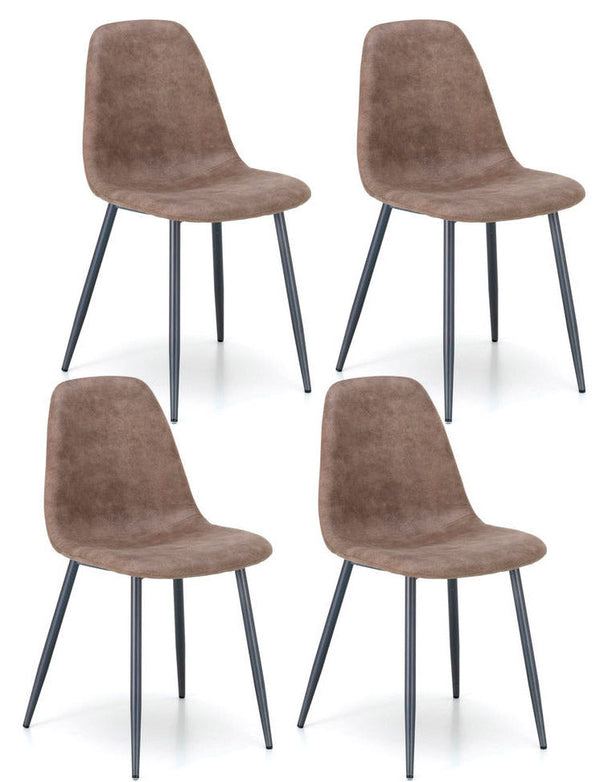 sconto Set 4 Sedie 44x50xH84 cm in Similpelle Brigitte Tortora