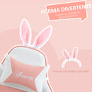 Sedia Gaming Ergonomica 65x63x136-142A cm con Orecchie in Finta Pelle Rosa  