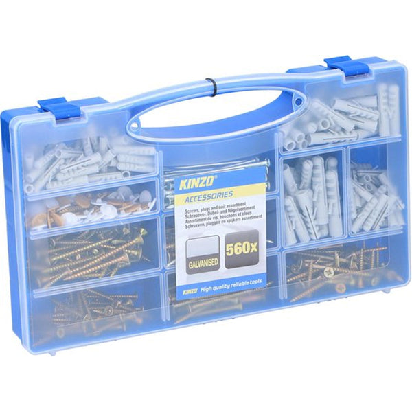 sconto Set 560 Pezzi di Viti Tasselli e Chiodi Zincati con Custodia Valigetta Portatile Kinzo
