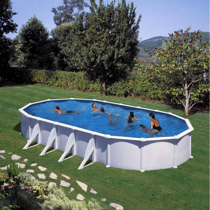 Piscina Ovale Fuori Terra 915x470xh132 cm in Acciaio e PVC Gre Atlantis