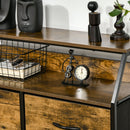 Mobile Cassettiera 5 Cassetti in Tessuto Pieghevoli 83,5x29x87 cm Stile Industriale Marrone