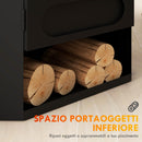 Camino a Bioetanolo da Pavimento Autoportante 43x25x68 cm Bruciatore da 1,2L in Acciaio Inox Nero