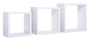 Set 3 Mensole da Parete Cubo in Fibra di Legno Incubo Bianco