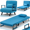 Poltrona Letto Reclinabile Chaise Lounge con Seduta Imbottita Convertibile Blu