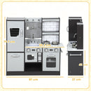 Cucina Giocattolo per Bambini 3-8 Anni con Accessori Frigo Lavandino e Suoni in Legno Marrone      