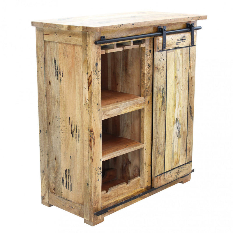 Mobile Cantinetta Portabottiglie 1 Anta 2 Ripiani e Cassetti 90x45x100 h cm in Legno