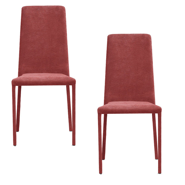 acquista Set 2 sedie Imbottite 45x52x91 cm In Tessuto Savoy Betty Plus Rosso