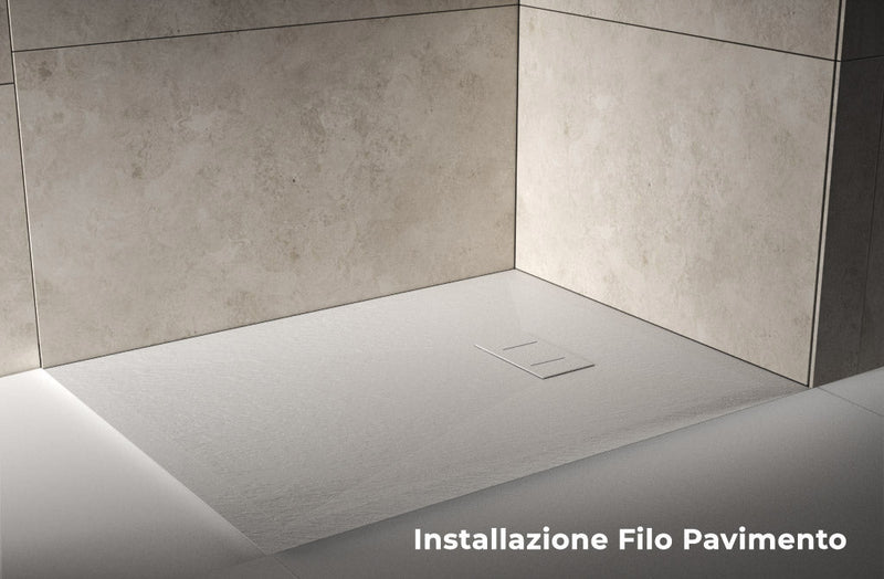 Piatto Doccia Effetto Pietra Filo Pavimento o Tradizionale Bianco