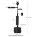 Sacco Boxe da Terra 3 in 1 con 2 Speedball Barra Girevole e Sacco Altezza Regolabile da 160-230 cm  Nero