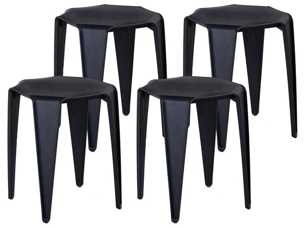 sconto Set 4 Hocker 35x35 cm aus schwarzem Polypropylen