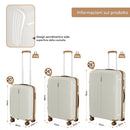 Set 3 Valigie Rigide 90-59-38L Ruote Easy Roll con Manico Telescopico in ABS Bianco      