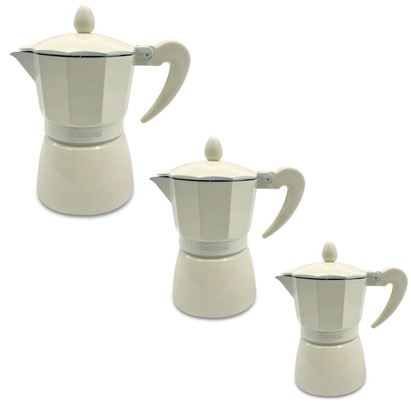 prezzo Set mit 3 Aluminium-Kaffeemaschinen für 1-3-6 Tassen mit beigem Soft-Touch-Griff