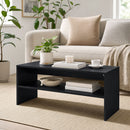 Tavolino da Caffè Moderno a 2 Livelli 100x40x41,5 cm con Ripiano Aperto in Truciolato Nero      