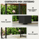Tavolo da Giardino 160x90x75 cm Piano a Doghe in Legno di Acacia Gambe in Acciaio Colore Teak  
