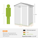 Casetta Box Porta Attrezzi da Giardino 136x87x179 cm Superficie 1.1m² con Porta Scorrevole Bloccabile in Acciaio Verde      