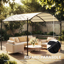 Pergola Gazebo 3x3 m con Tetto ad Arco in Metallo e Poliestere Bianco Crema      