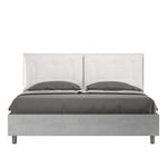 Letto Matrimoniale con Alzata Comoda Struttura Cemento con Cuscini in Similpelle Annalisa Bianco Varie Misure