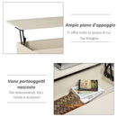 Tavolino Basso con Piano Sollevabile 90x60,5x45,5 in Metallo e MDF Legno Chiaro