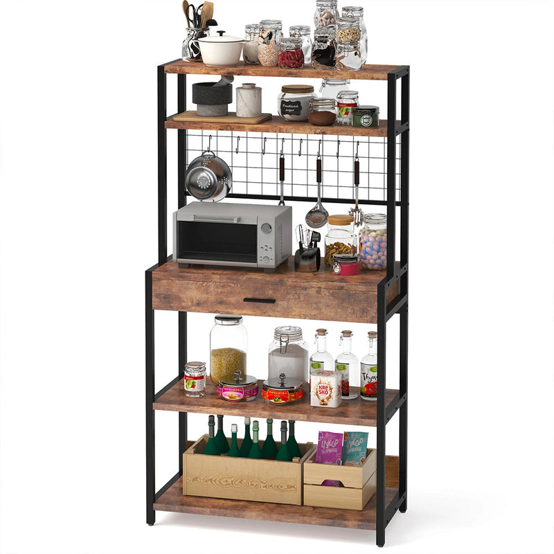 Mobile Scaffale da Cucina 5 Ripiani 1 Cassetto 80x40x160 cm Portaoggetti