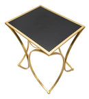 Tavolinetto Infinity 57x46x68 cm in Ferro e Specchio e MDF Oro e Nero