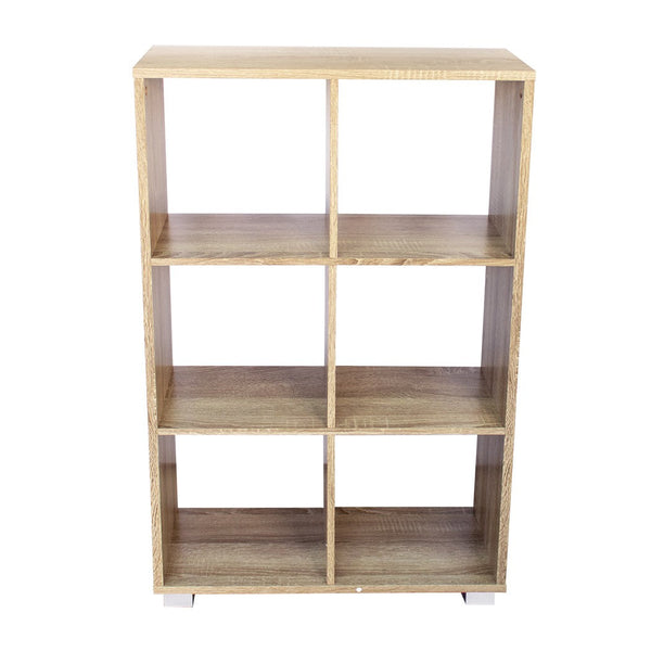 sconto Bücherregal aus Holz 60x24xH99 cm mit Boxen mit 6 Regalen mit Eichenfüßen