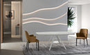 Tavolo Allungabile Kyoto 120 90x120/180x75 cm Top in Ceramica Gambe in Metallo Marmo Calacatta Bianco       
