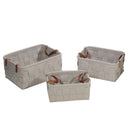 Set 3 Ceste in tessuto rettangolare cm 38x28xh19