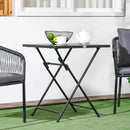Tavolino da Esterni Pieghevole con Piedini Antiscivolo 60x60x71 cm in Acciaio Nero