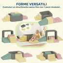 Set di 7 Costruzioni Morbide per Bambini 3-6 Anni 174x174x30 cm con Rivestimenti Lavabili in Velluto a Coste Multicolore      
