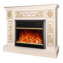 Camino Elettrico da Pavimento 87x110x30 cm Effetto Fiamma 1500W Latifa & Mars Avorio