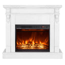 Camino Elettrico da Pavimento 90x100x30 cm Effetto Fiamma 1500W Solomon & Lorance Bianco