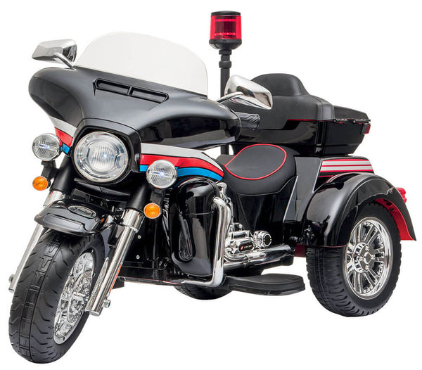 American Police Elektro-Motorrad 3 Räder für Kinder 12V Kidfun Police Washington Schwarz sconto