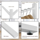 Stand Appendiabiti in Bambù 65x40x132-170 cm con 8 Ganci e Barra Portata 120 kg Bianco      