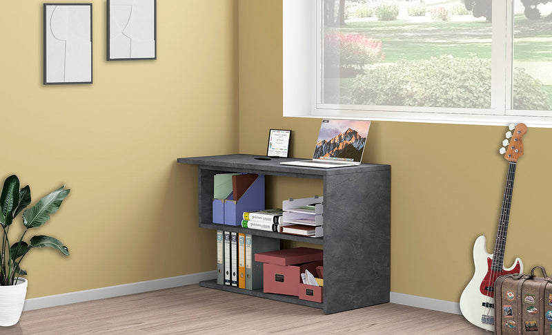 Scrivania con Gamba ad S Girevole 120/65x50x75 cm Volta Ardesia