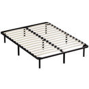 Letto Matrimoniale Industriale 190x140x31 cm a 28 Doghe con Spazio Contenitore in Legno e Acciaio Nero e Legno      