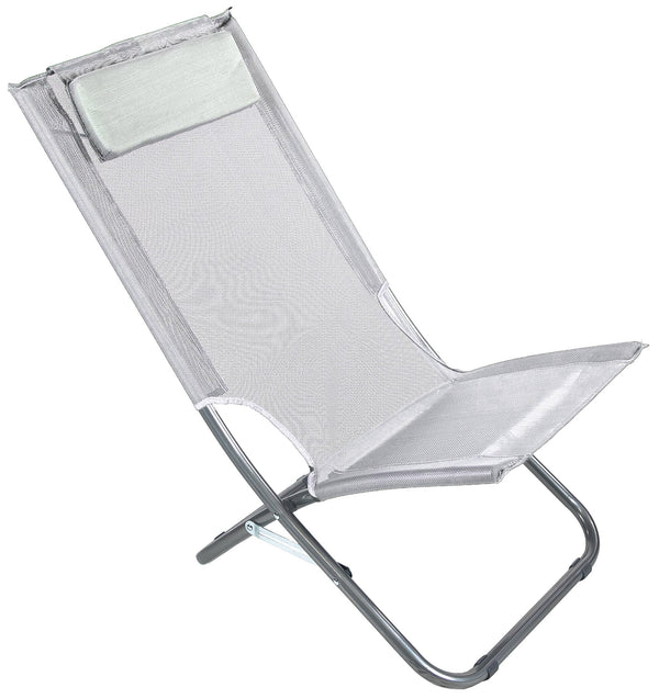 sconto Spiaggina Klappsessel zum Sonnenbaden 68x48x73 cm aus Stahl und naturfarbenem Textilene